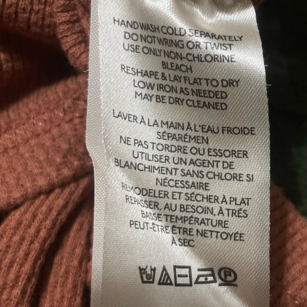 Free People Rust Waffle Henley with Patterned Maroon Cuffs - Picture 8 of 10
